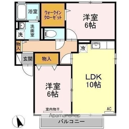 ロイヤルガーデンミルフィー　Ｂ棟[2LDK/55.45m2]の間取図