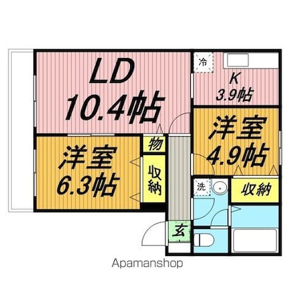 アルファコート流山[2LDK/64.2m2]の間取図