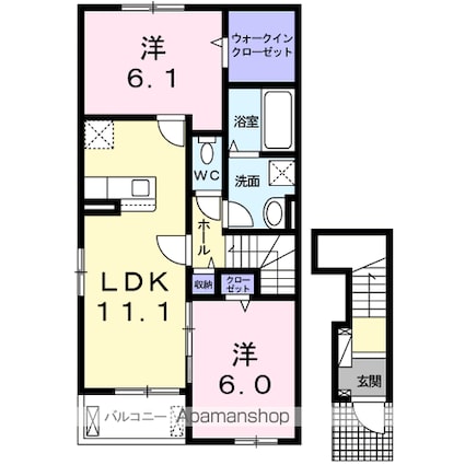 フラワーコート　Ｂ[2LDK/58.64m2]の間取図