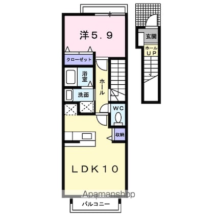 カサブランカＣ[1LDK/41.98m2]の間取図