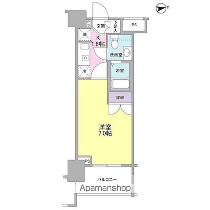 レキシントン・スクエア新宿御苑[1K/22.86m2]の間取図