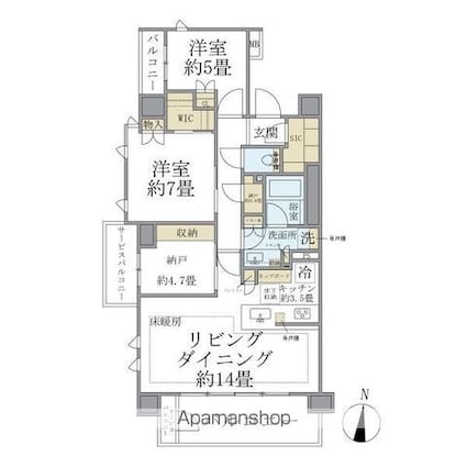 Ｂｒｉｌｌｉａ弦巻[2SLDK/80.32m2]の間取図