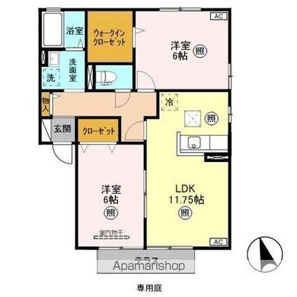 プリムローズ　ＡＢＣ[2LDK/55.44m2]の間取図