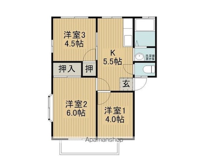 ハイツ湖畔[3K/41.89m2]の間取図