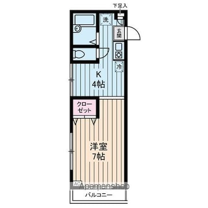 東京都世田谷区野沢４丁目[1K/27.41m2]の間取図
