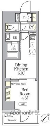 プライムガーデン大森[1DK/27.6m2]の間取図