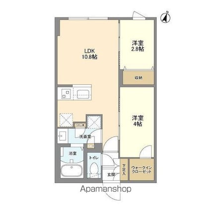 ウェルスクエア駒場東大前[2LDK/40.34m2]の間取図
