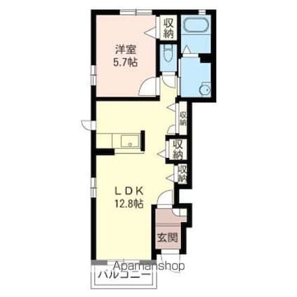 ウィステリア[1LDK/42.37m2]の間取図