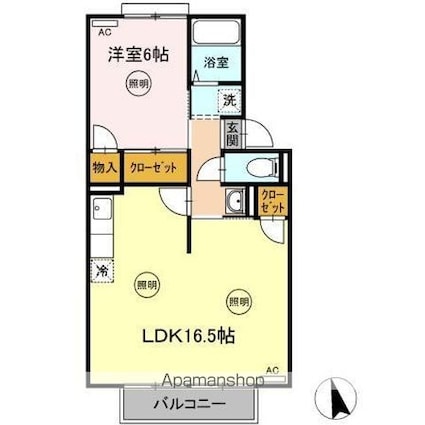 ウエストハイツ屋島[1LDK/50.93m2]の間取図