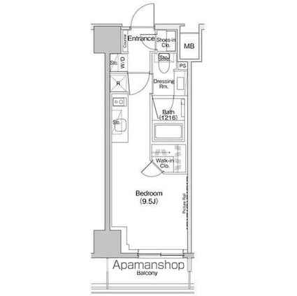 ザ・パークハビオ入谷[1R/25.29m2]の間取図