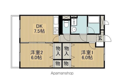 アネックス花梨[2DK/50.16m2]の間取図