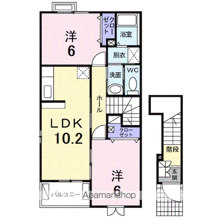 プリムローズ[2LDK/57.02m2]の間取図
