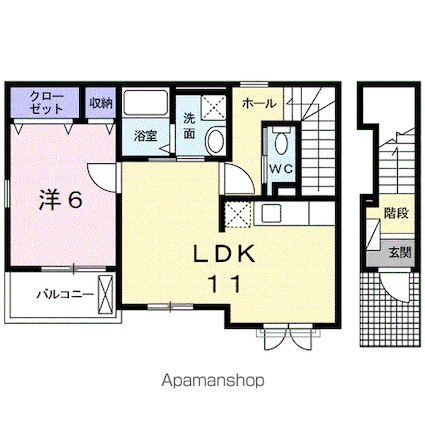 和歌山県和歌山市杭ノ瀬[1LDK/45.86m2]の間取図