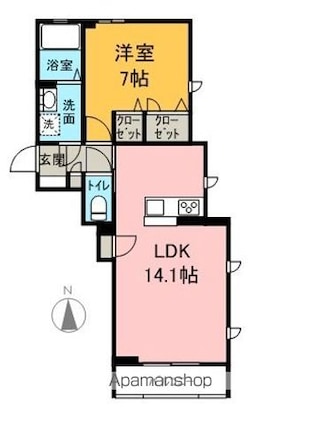カーサ・デ・ソラーナ[1LDK/50.04m2]の間取図