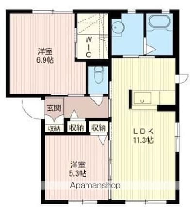 ルーチェカーサ[2LDK/54.07m2]の間取図