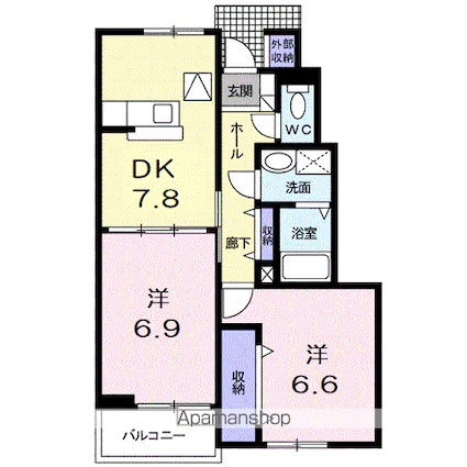 グレイス　ロマーヌⅠ[2DK/51.05m2]の間取図