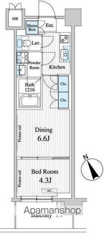 プレノ清澄庭園[1DK/32.62m2]の間取図