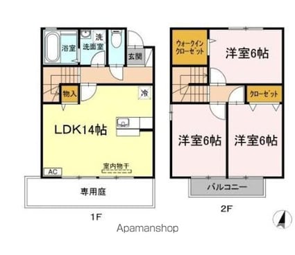 プリムローズ　ベル　Ｃ棟[3LDK/79.35m2]の間取図