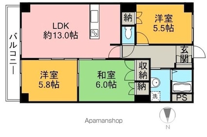アーバンコート高木[3LDK/71.5m2]の間取図