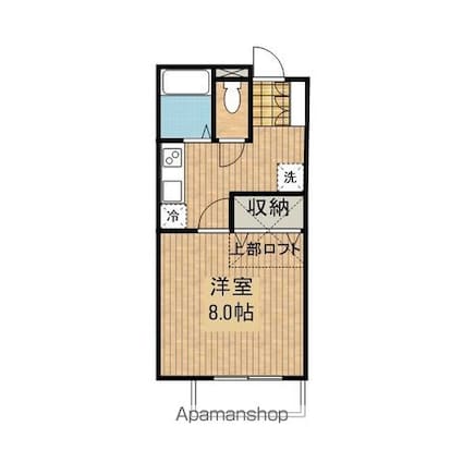 岩手県盛岡市前九年３丁目[1K/27.74m2]の間取図