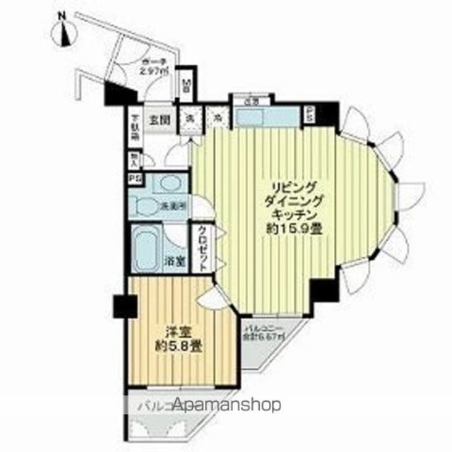 フリーディオ四谷三丁目[1LDK/46.02m2]の間取図
