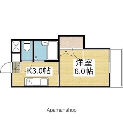 ＡＱＵＡＭＡＲＩＮＥ　ＵＭ[1K/21.42m2]の間取図