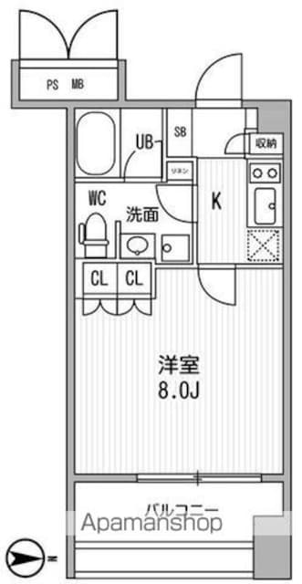 サンフル押上Ⅰ[1K/24.82m2]の間取図
