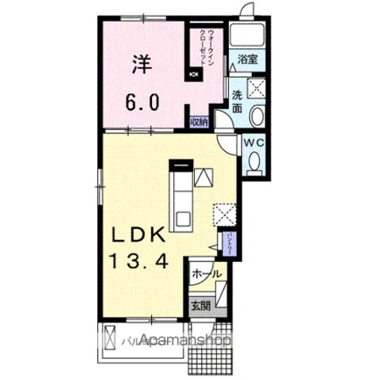 グランツーＳ[1LDK/47.08m2]の間取図