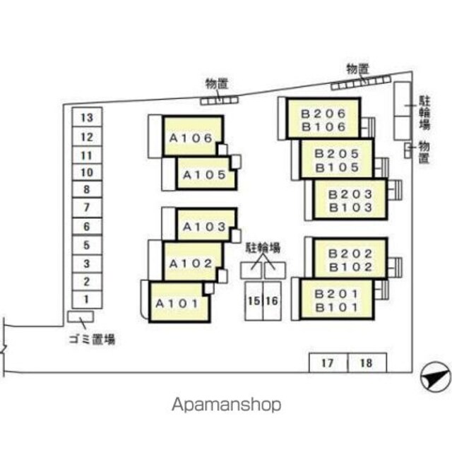 ローズコート・Ｈ[2DK/50.4m2]の配置図