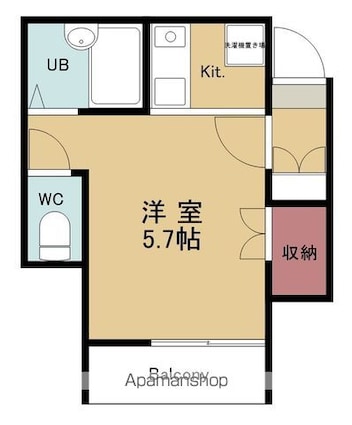Ｓａｇｉｔｔａｒｉｏ[1K/19.42m2]の間取図