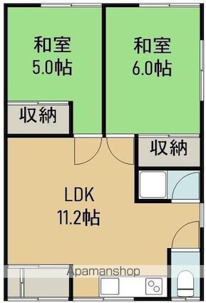 幸永アパート[2LDK/44.41m2]の間取図