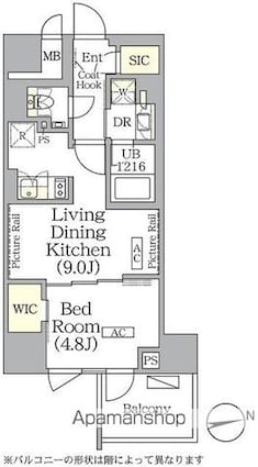 東京都新宿区東五軒町[1LDK/37.37m2]の間取図