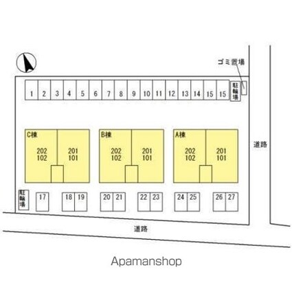 ユイマールガーデンⅡ[2LDK/53.76m2]の配置図