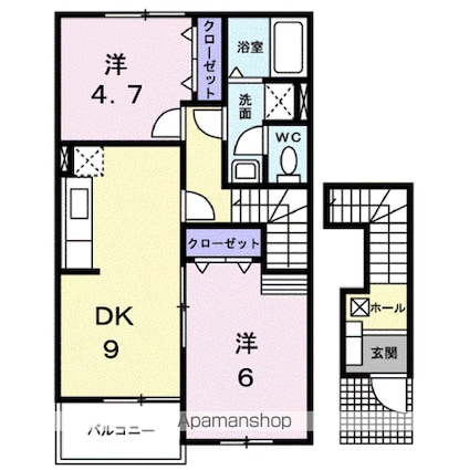 アプロード[2DK/50.14m2]の間取図