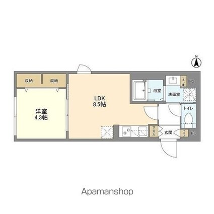 ウェルスクエア笹塚Ⅱ[1LDK/33.25m2]の間取図