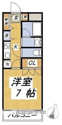 ヴェント氷川台[1K/25.19m2]の間取図