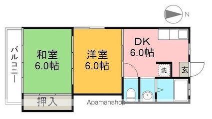 東山コーポ[2DK/40m2]の間取図