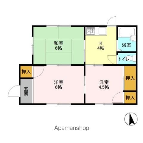 両毛線 足利駅 徒歩30分 1階建 築38年の間取り写真