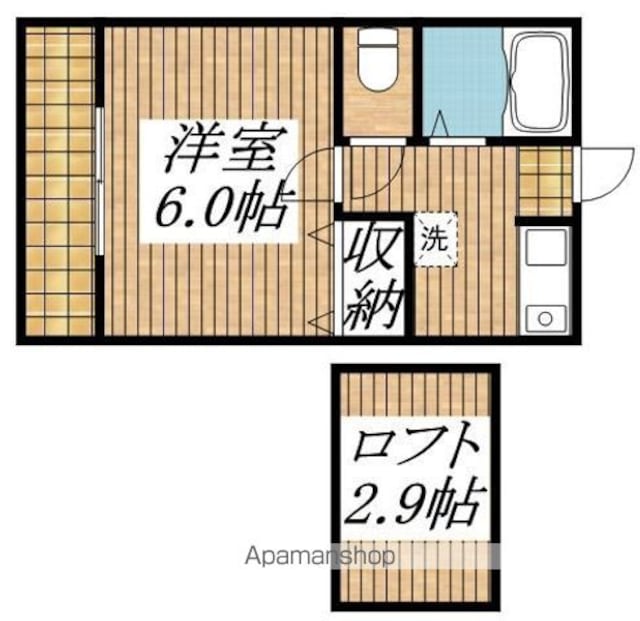 東京都東大和市向原６丁目[1K/19.44m2]の間取図