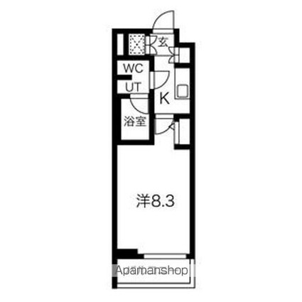 スパシエソリデ世田谷砧[1K/25.78m2]の間取図