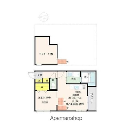 アーバンレジデンス名古屋[1LDK/30.94m2]の間取図