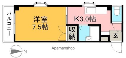 ドミール葛島[1K/26m2]の間取図