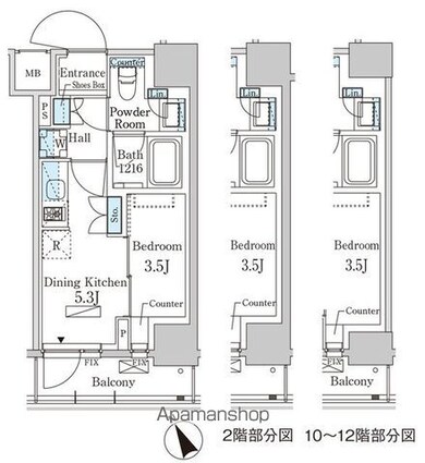 パークアクシス日本橋茅場町ステーションゲート[1DK/25.17m2]の間取図