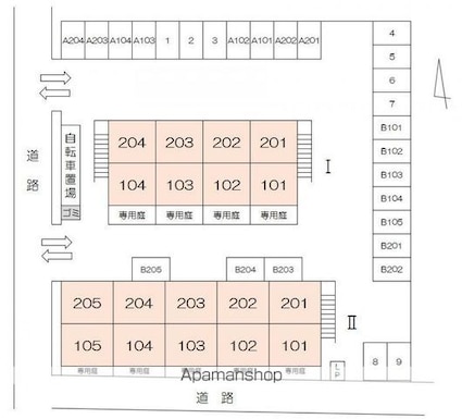 ニューシティＴＡＫＡＹＡⅠ・Ⅱ[2DK/40.04m2]の配置図