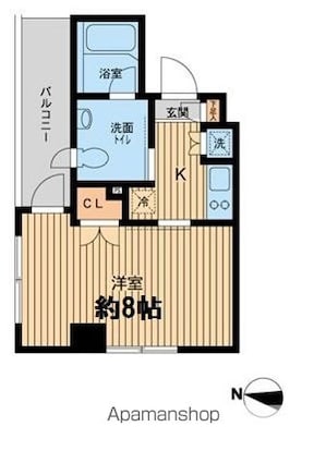 エスティメゾン武蔵小山[1K/25.78m2]の間取図