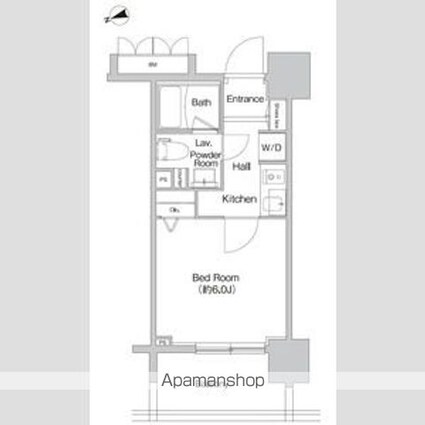 プライムアーバン神楽坂[1K/20.48m2]の間取図
