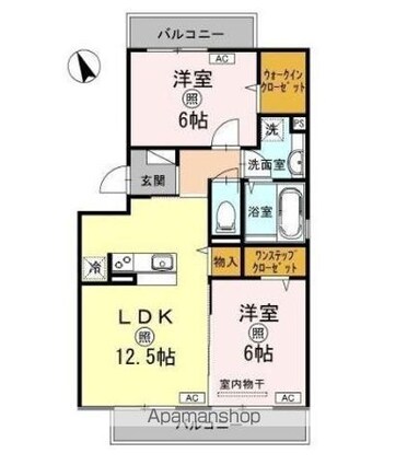 フォレスト・タツイ[2LDK/58.37m2]の間取図
