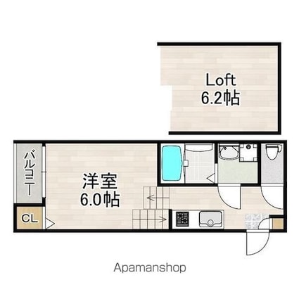 ハーモニーテラス上石川町Ⅵ[1K/21.16m2]の間取図