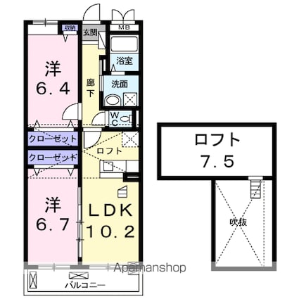 Ｒｉｒｉａ　Ⅶ６[2LDK/55.88m2]の間取図
