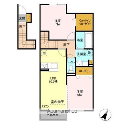 キャトルセゾン伊藤　Ⅰ[2LDK/62.38m2]の間取図
